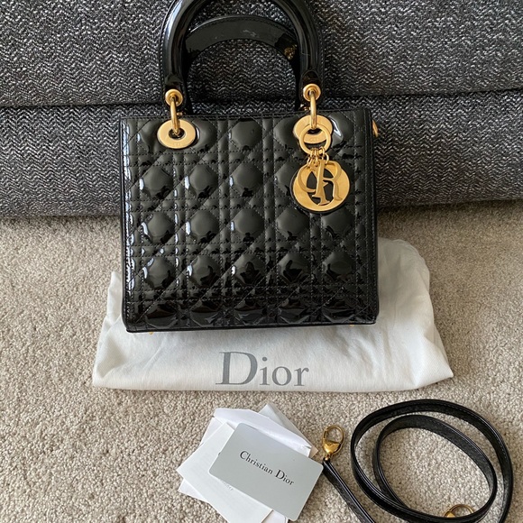 Dior Handbags - Christian Dior medium lady Dior in patent